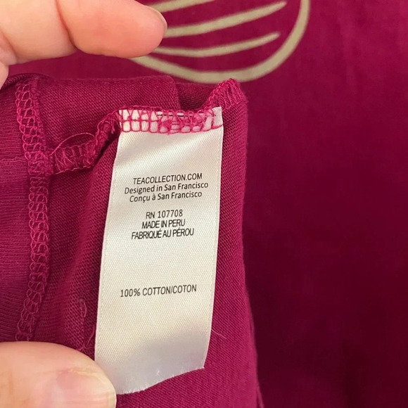 Girl’s TEA magenta colored long sleeve floral lotus shift dress 8 - Picture 4 of 4